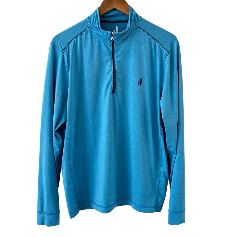 Johnnie-O Prep Performance 1/4‎ Zip Pullover Shirt Mens M Pool Blue Stretch Golf
